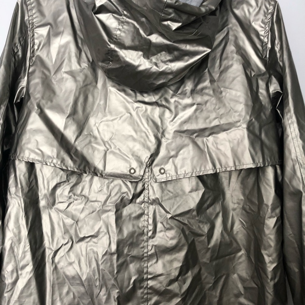 Zara Metallic Silver Hooded Raincoat - Picture 11 of 12